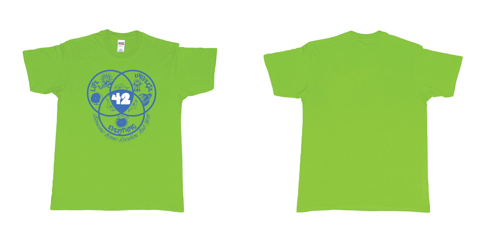 Custom tshirt design 42 everything in fabric color lime choice your own text made in Bali by The Pirate Way