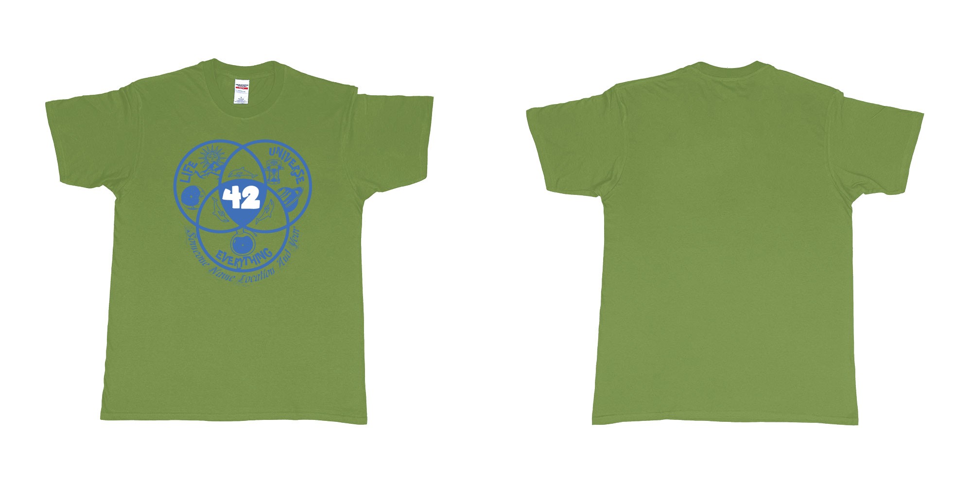 Custom tshirt design 42 everything in fabric color military-green choice your own text made in Bali by The Pirate Way