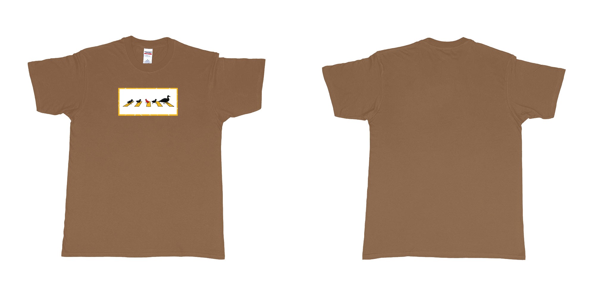 Custom tshirt design 4481 ducks in fabric color chestnut choice your own text made in Bali by The Pirate Way