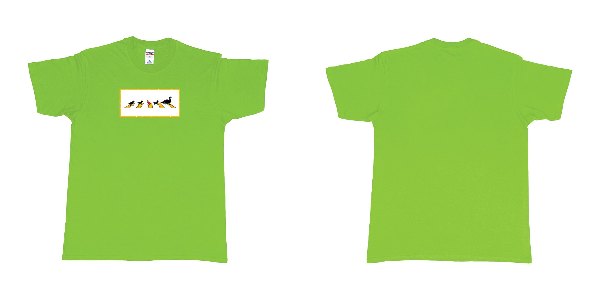 Custom tshirt design 4481 ducks in fabric color lime choice your own text made in Bali by The Pirate Way