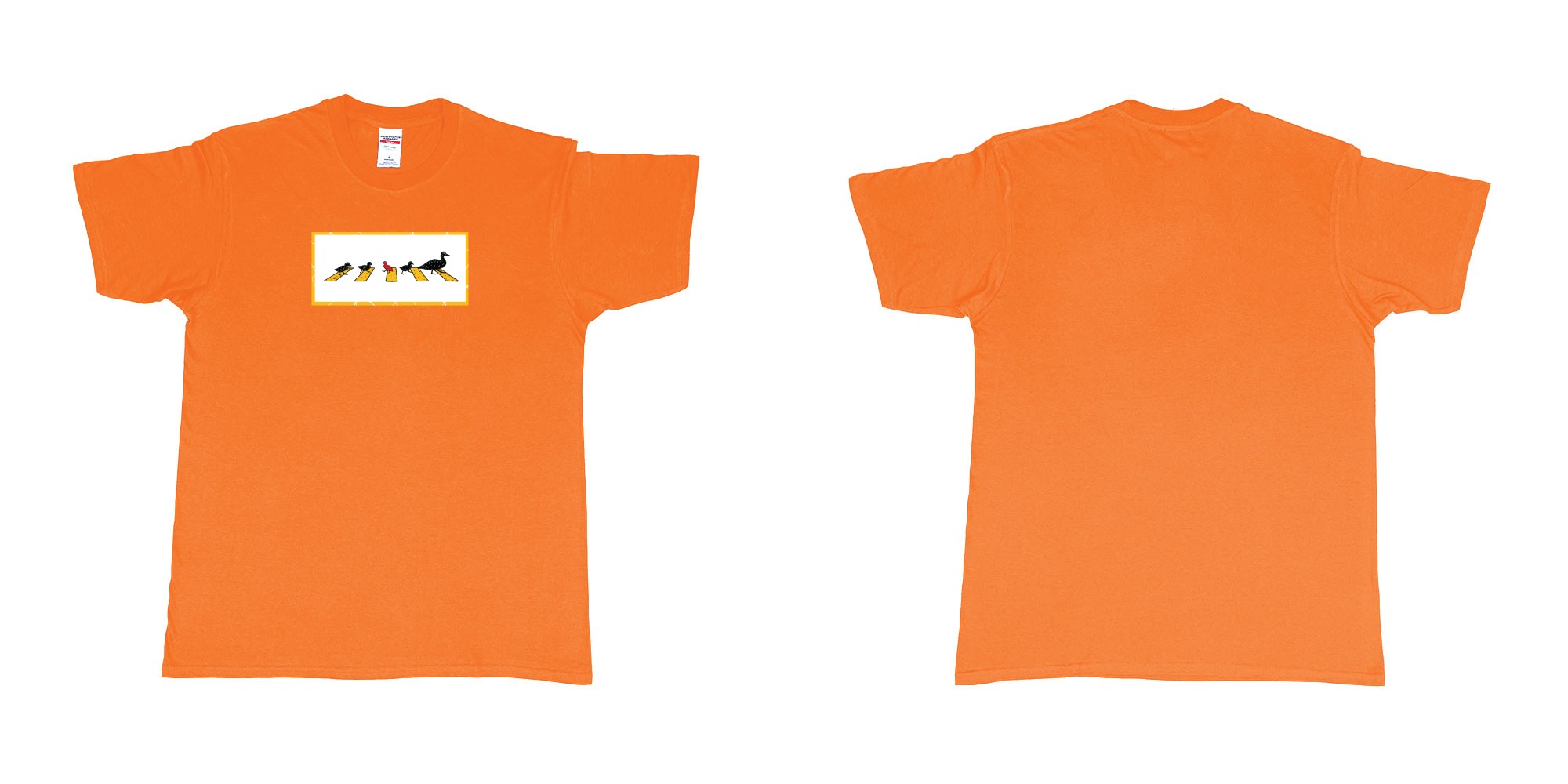 Custom tshirt design 4481 ducks in fabric color orange choice your own text made in Bali by The Pirate Way
