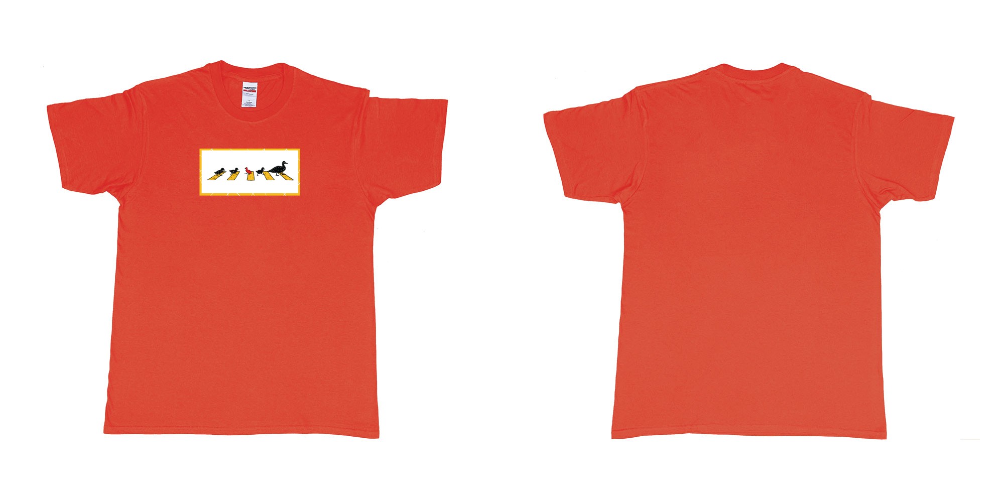 Custom tshirt design 4481 ducks in fabric color red choice your own text made in Bali by The Pirate Way