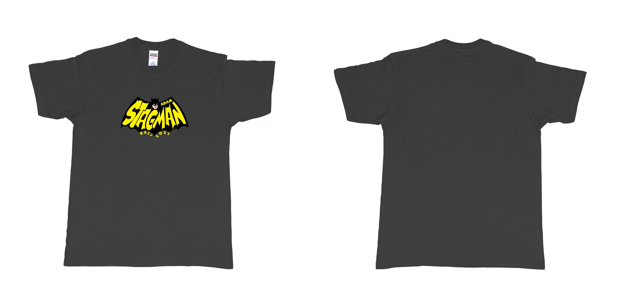 Custom tshirt design Batman StagMan Old School in fabric color black choice your own text made in Bali by The Pirate Way