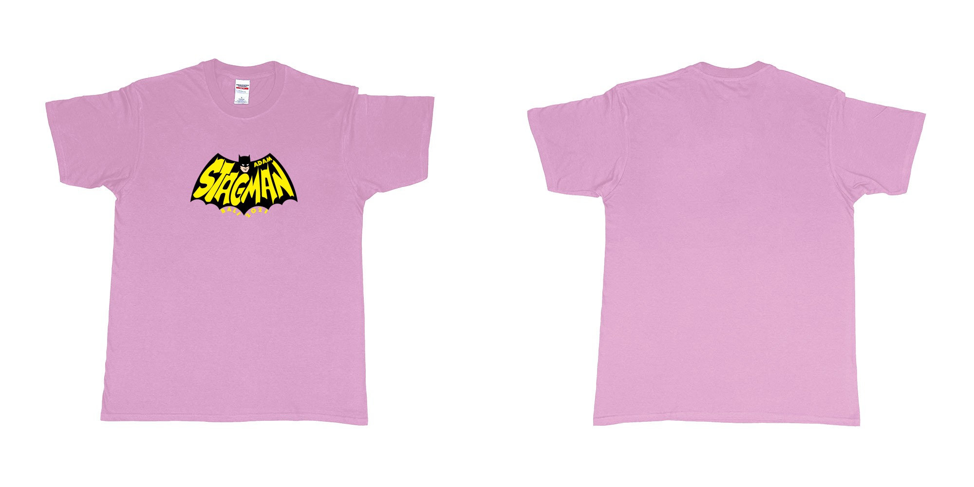 Custom tshirt design Batman StagMan Old School in fabric color light-pink choice your own text made in Bali by The Pirate Way