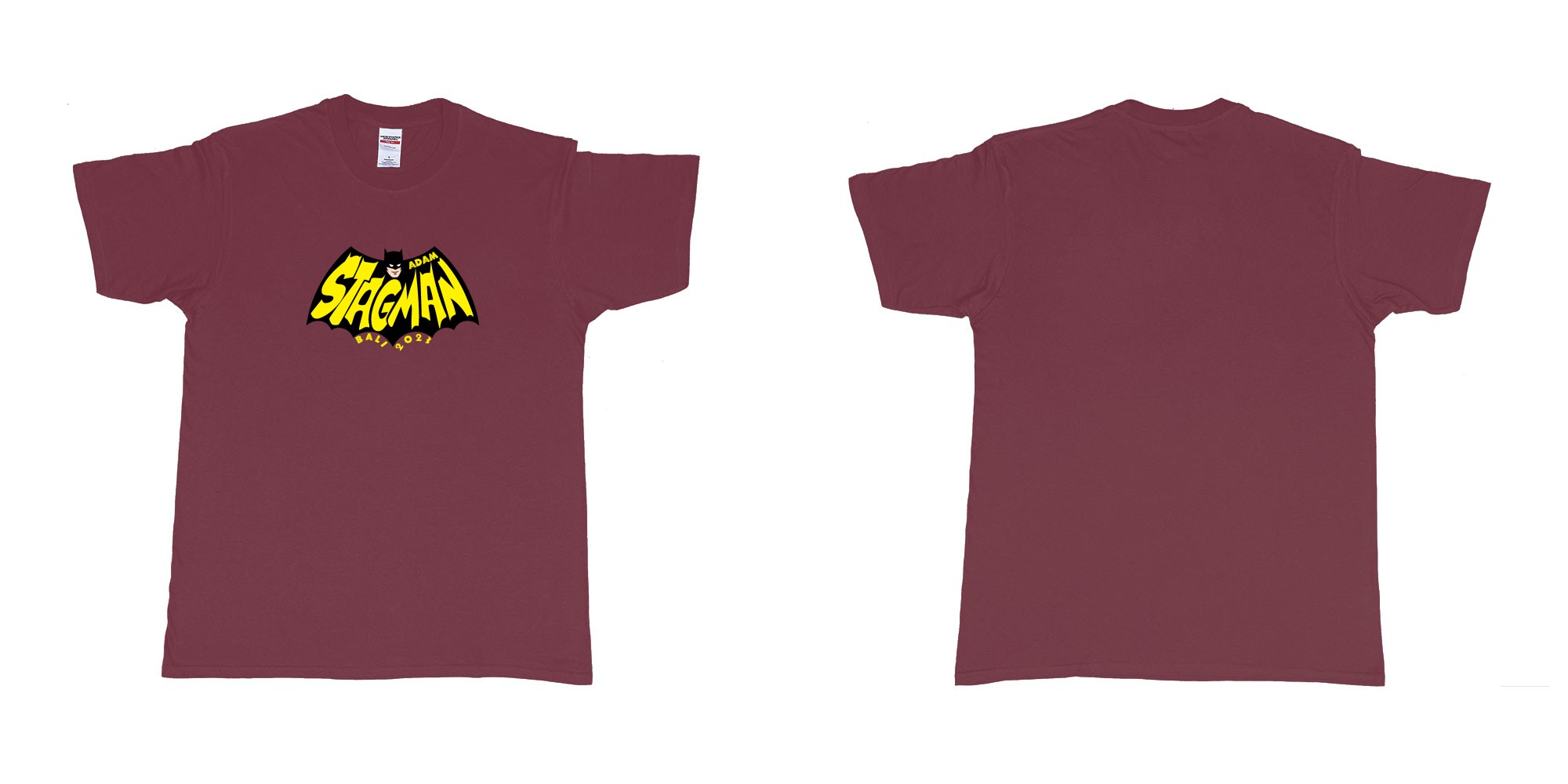 Custom tshirt design Batman StagMan Old School in fabric color marron choice your own text made in Bali by The Pirate Way