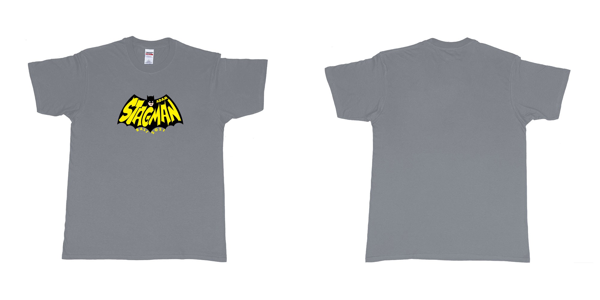 Custom tshirt design Batman StagMan Old School in fabric color misty choice your own text made in Bali by The Pirate Way