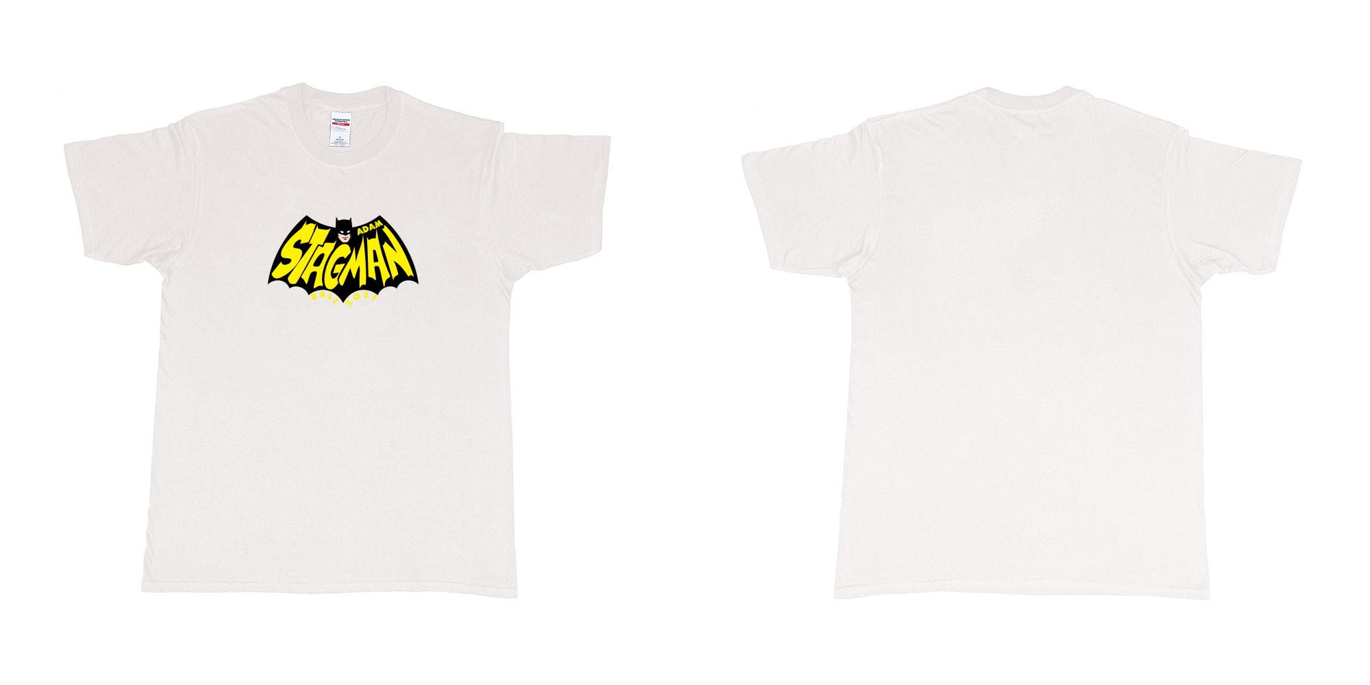 Custom tshirt design Batman StagMan Old School in fabric color white choice your own text made in Bali by The Pirate Way