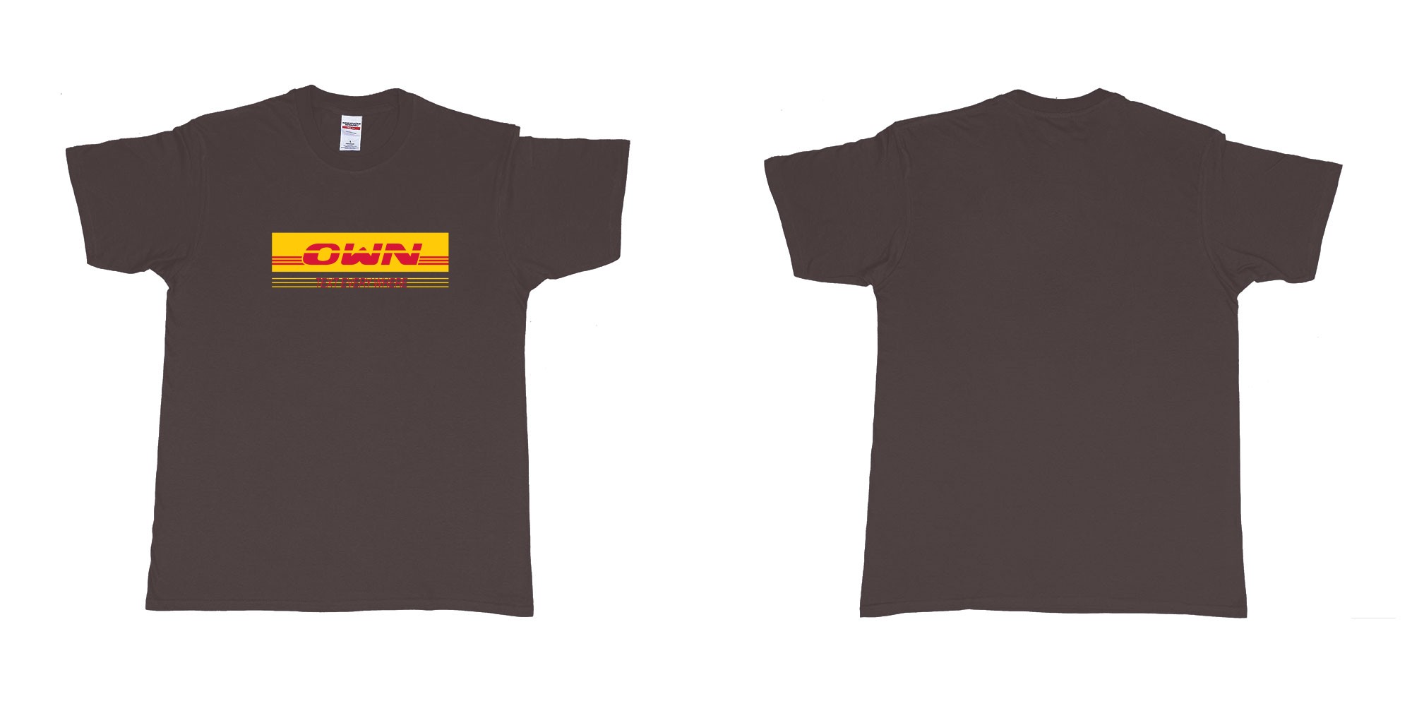 Custom tshirt design DHL in fabric color dark-chocolate choice your own text made in Bali by The Pirate Way