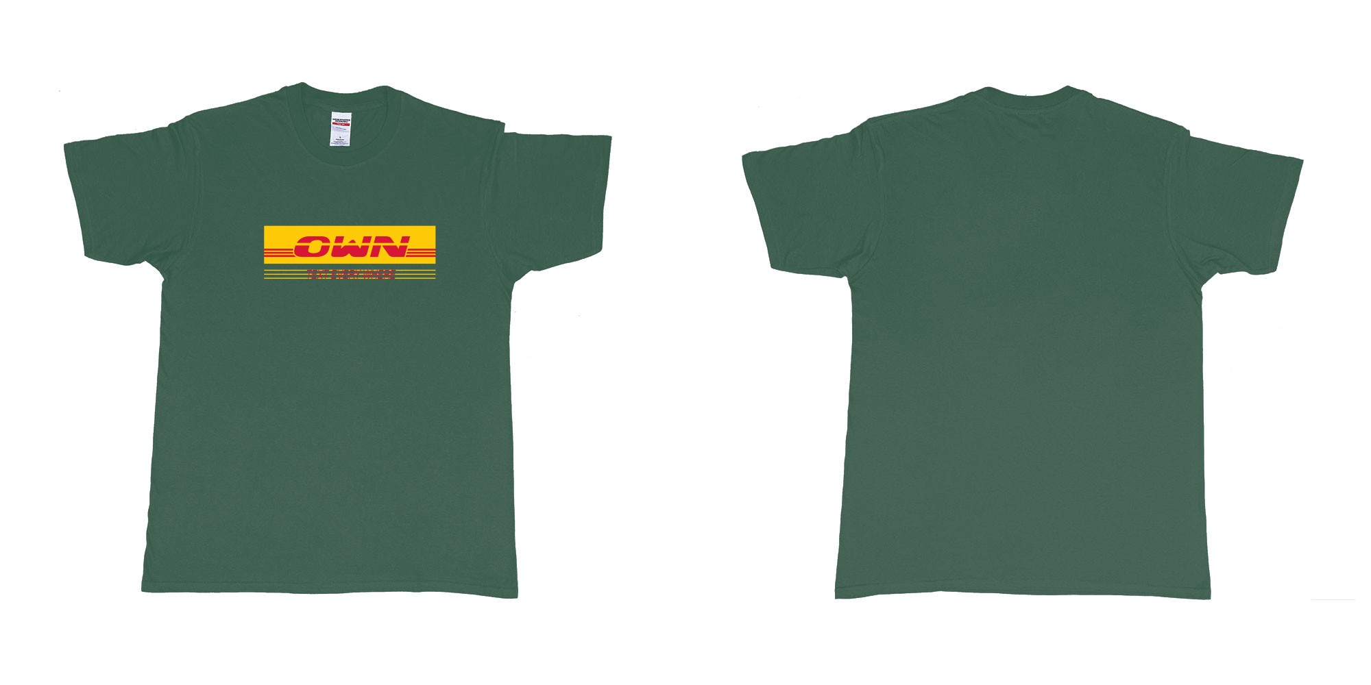 Custom tshirt design DHL in fabric color forest-green choice your own text made in Bali by The Pirate Way