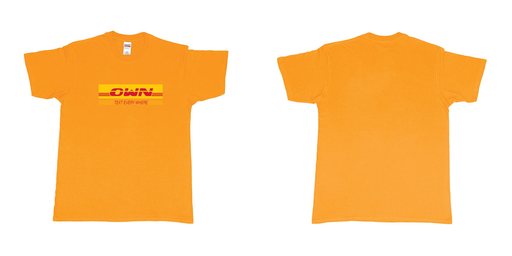 Custom tshirt design DHL in fabric color gold choice your own text made in Bali by The Pirate Way