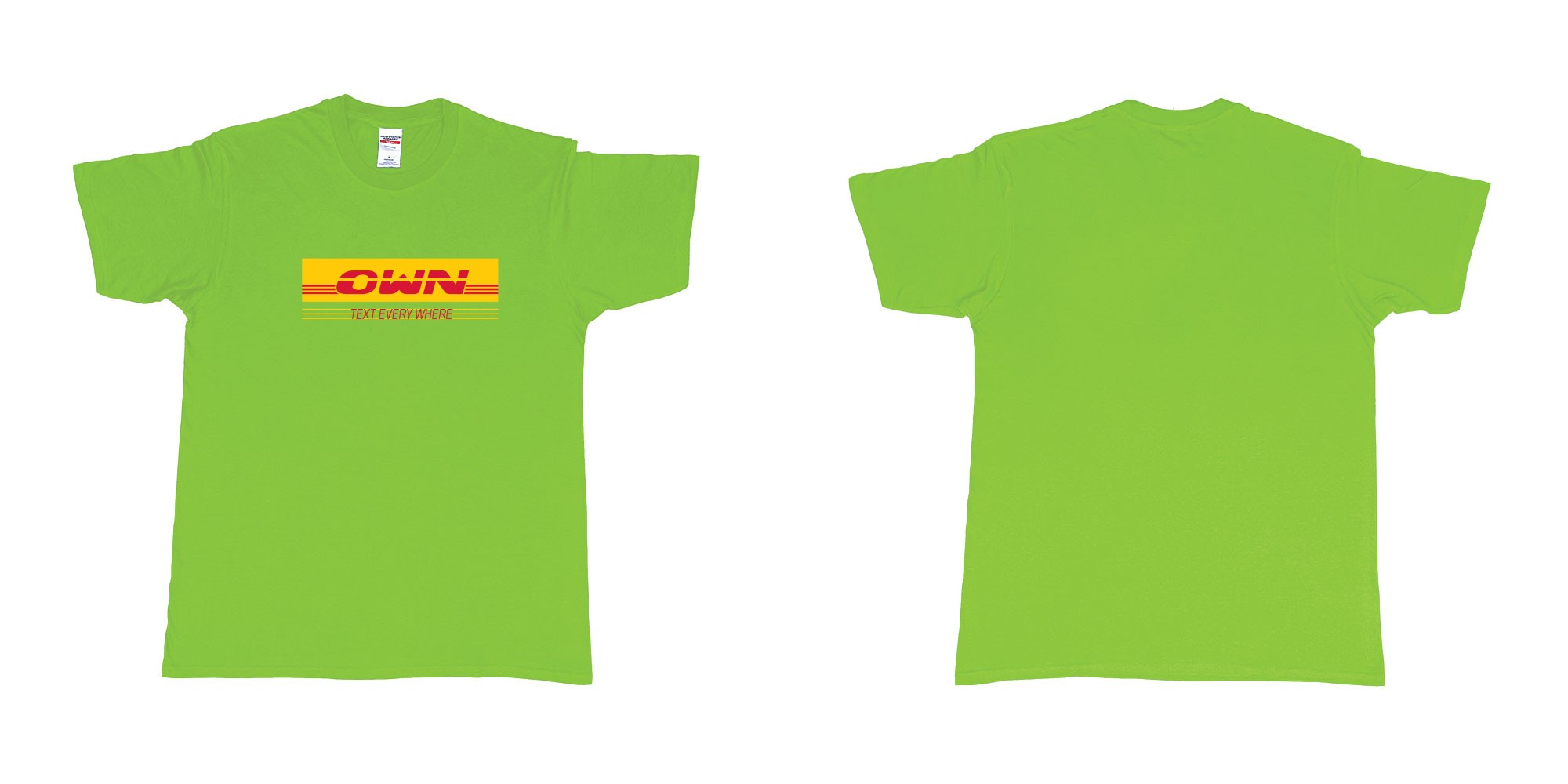 Custom tshirt design DHL in fabric color lime choice your own text made in Bali by The Pirate Way