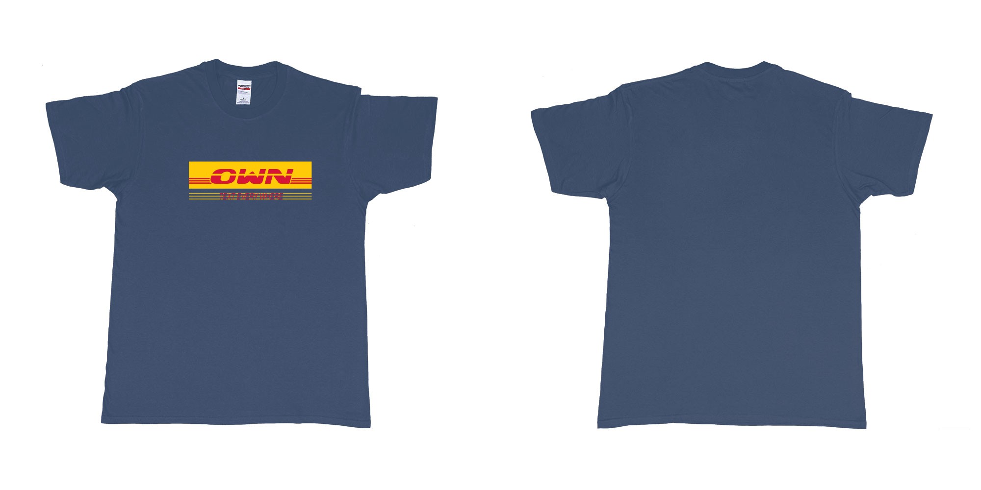 Custom tshirt design DHL in fabric color navy choice your own text made in Bali by The Pirate Way