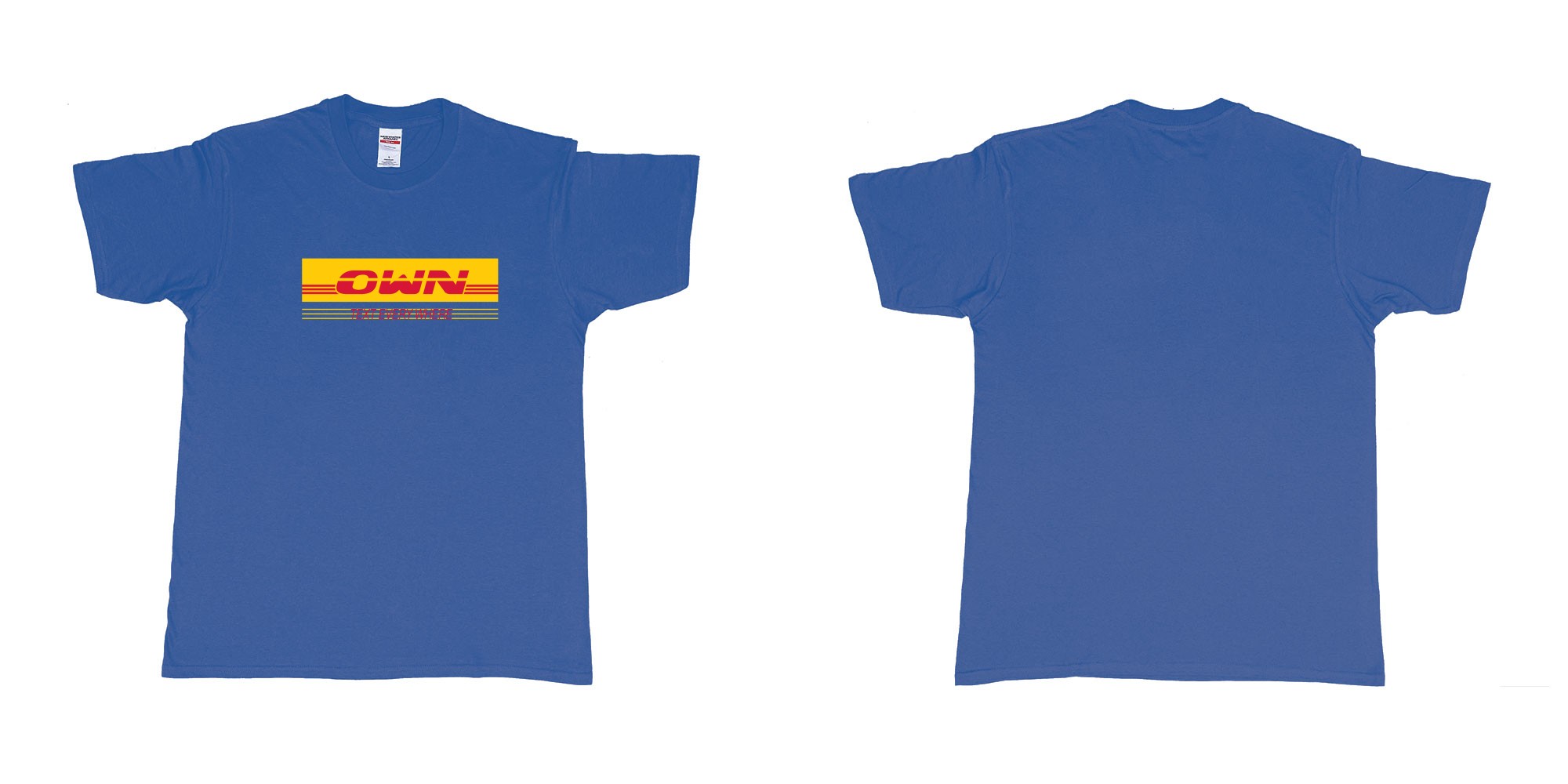 Custom tshirt design DHL in fabric color royal-blue choice your own text made in Bali by The Pirate Way