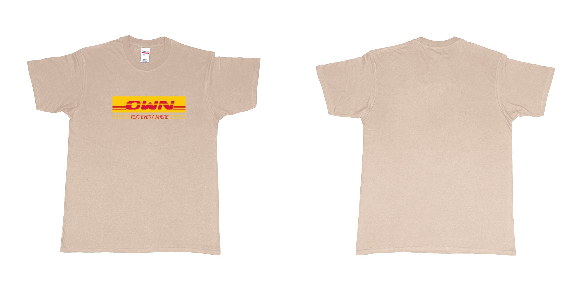 Custom tshirt design DHL in fabric color sand choice your own text made in Bali by The Pirate Way
