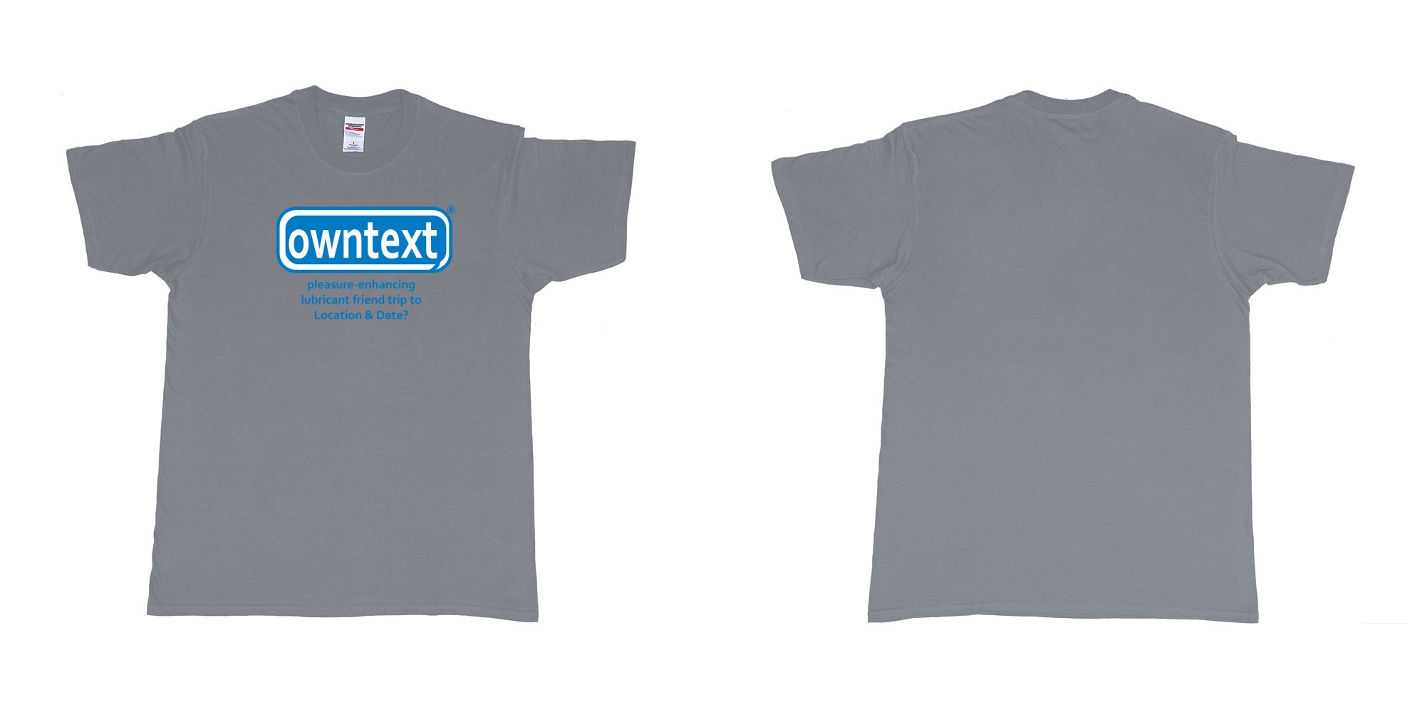 Custom tshirt design Durex in fabric color misty choice your own text made in Bali by The Pirate Way