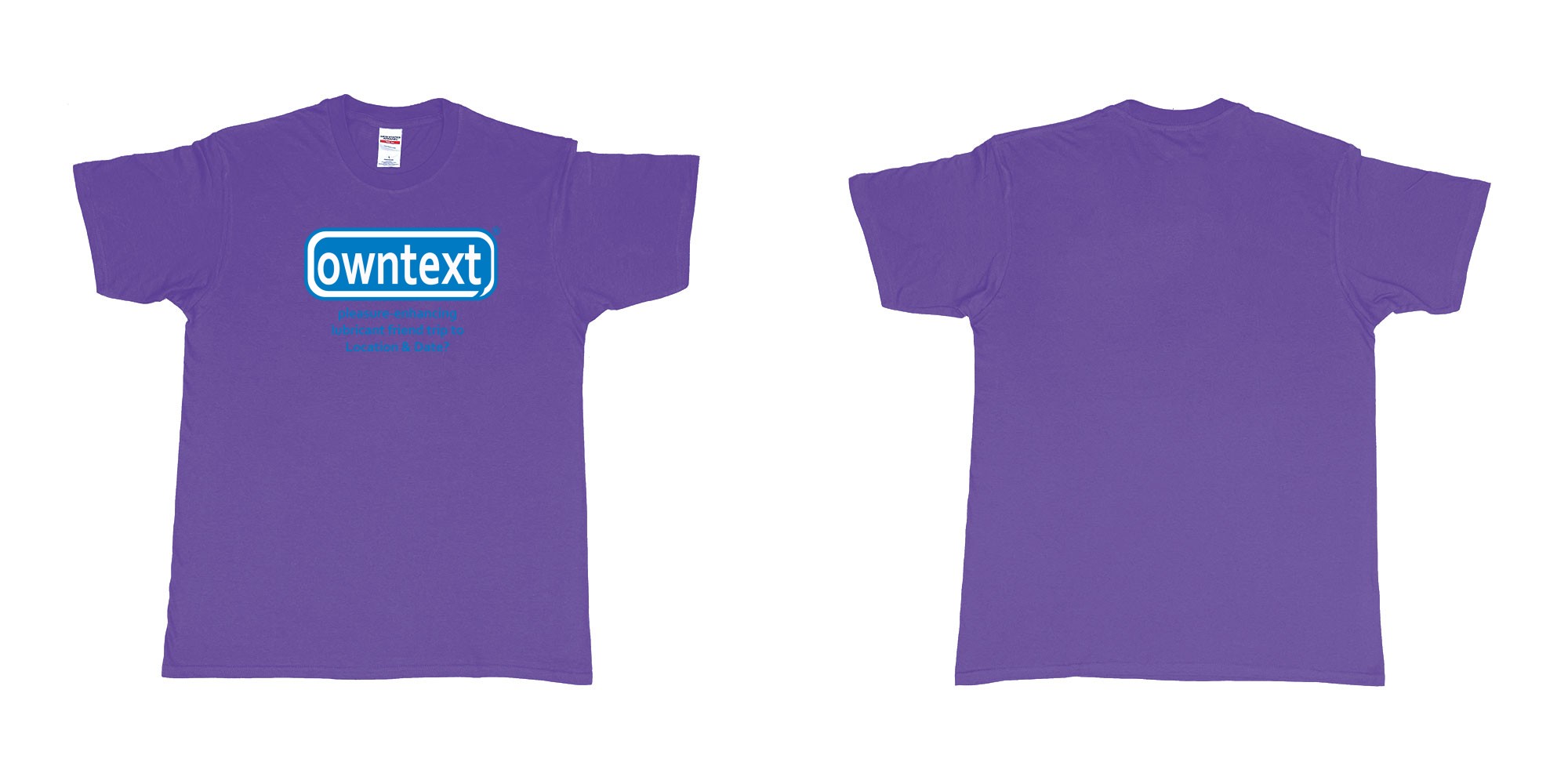 Custom tshirt design Durex in fabric color purple choice your own text made in Bali by The Pirate Way