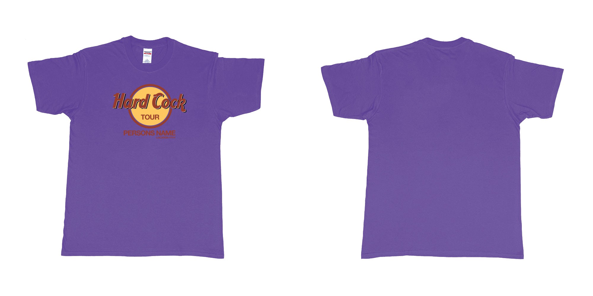 Custom tshirt design Hard Rock Cock in fabric color purple choice your own text made in Bali by The Pirate Way