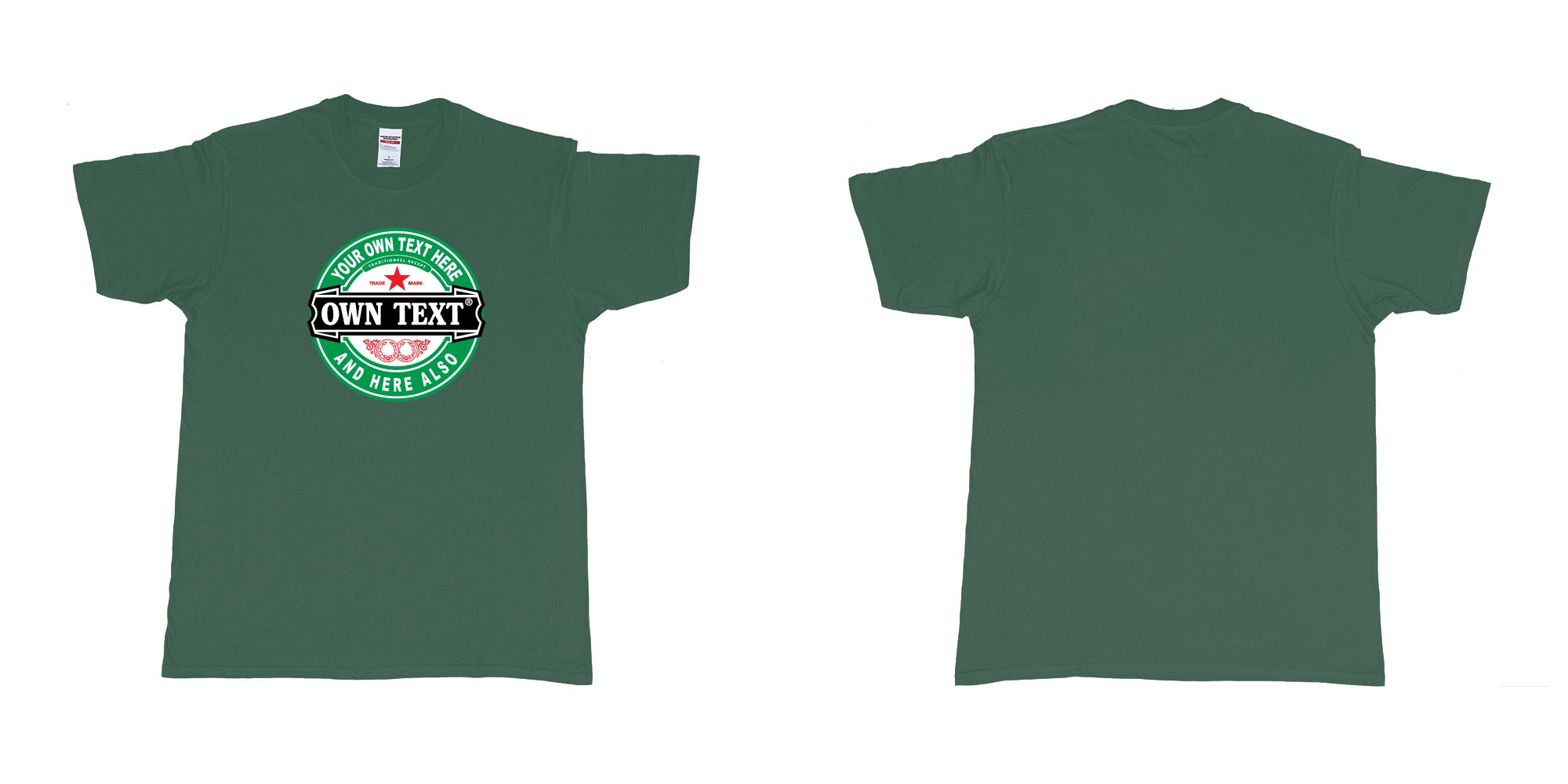 Custom tshirt design Heineken beer in fabric color forest-green choice your own text made in Bali by The Pirate Way