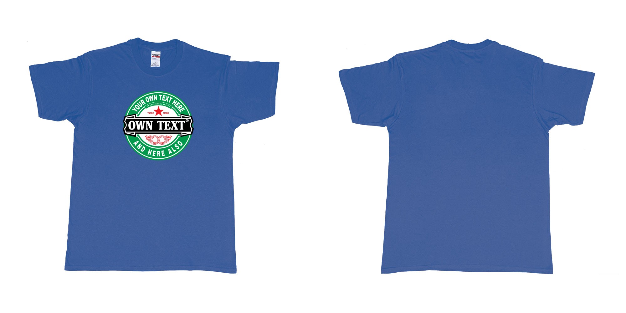 Custom tshirt design Heineken beer in fabric color royal-blue choice your own text made in Bali by The Pirate Way