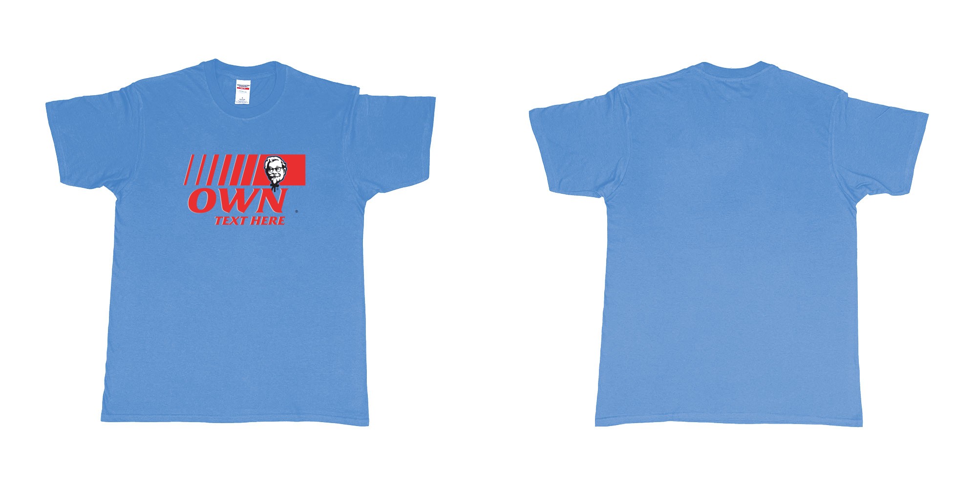 Custom tshirt design KFC in fabric color carolina-blue choice your own text made in Bali by The Pirate Way