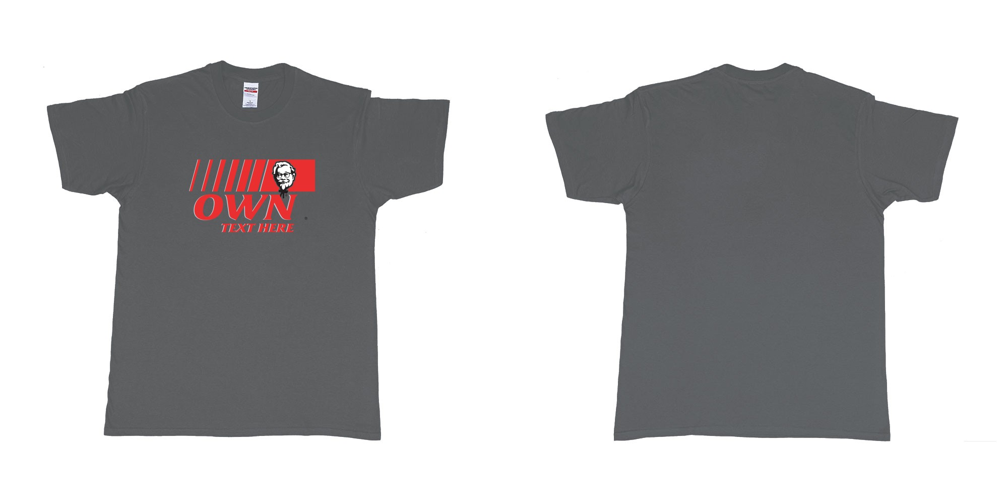 Custom tshirt design KFC in fabric color charcoal choice your own text made in Bali by The Pirate Way