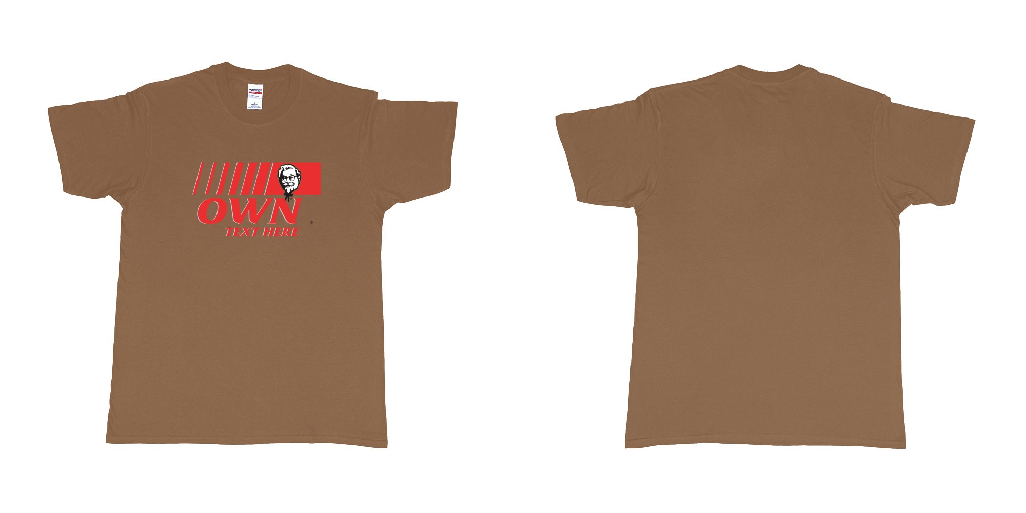 Custom tshirt design KFC in fabric color chestnut choice your own text made in Bali by The Pirate Way