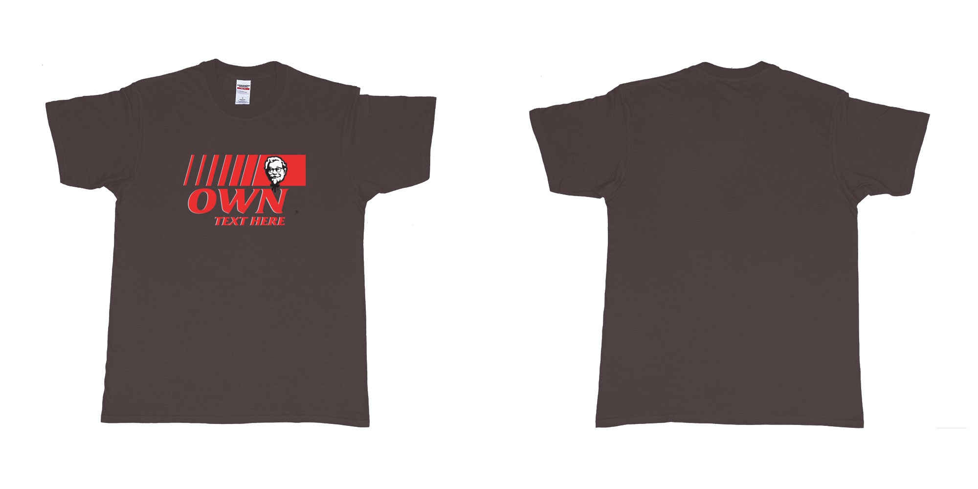 Custom tshirt design KFC in fabric color dark-chocolate choice your own text made in Bali by The Pirate Way