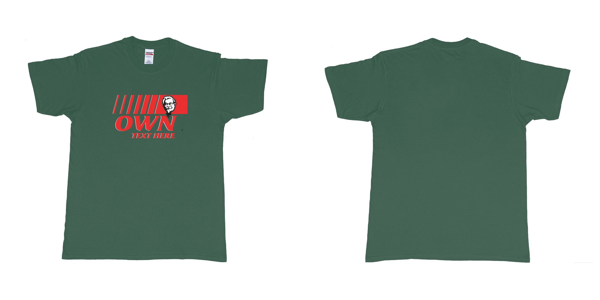 Custom tshirt design KFC in fabric color forest-green choice your own text made in Bali by The Pirate Way
