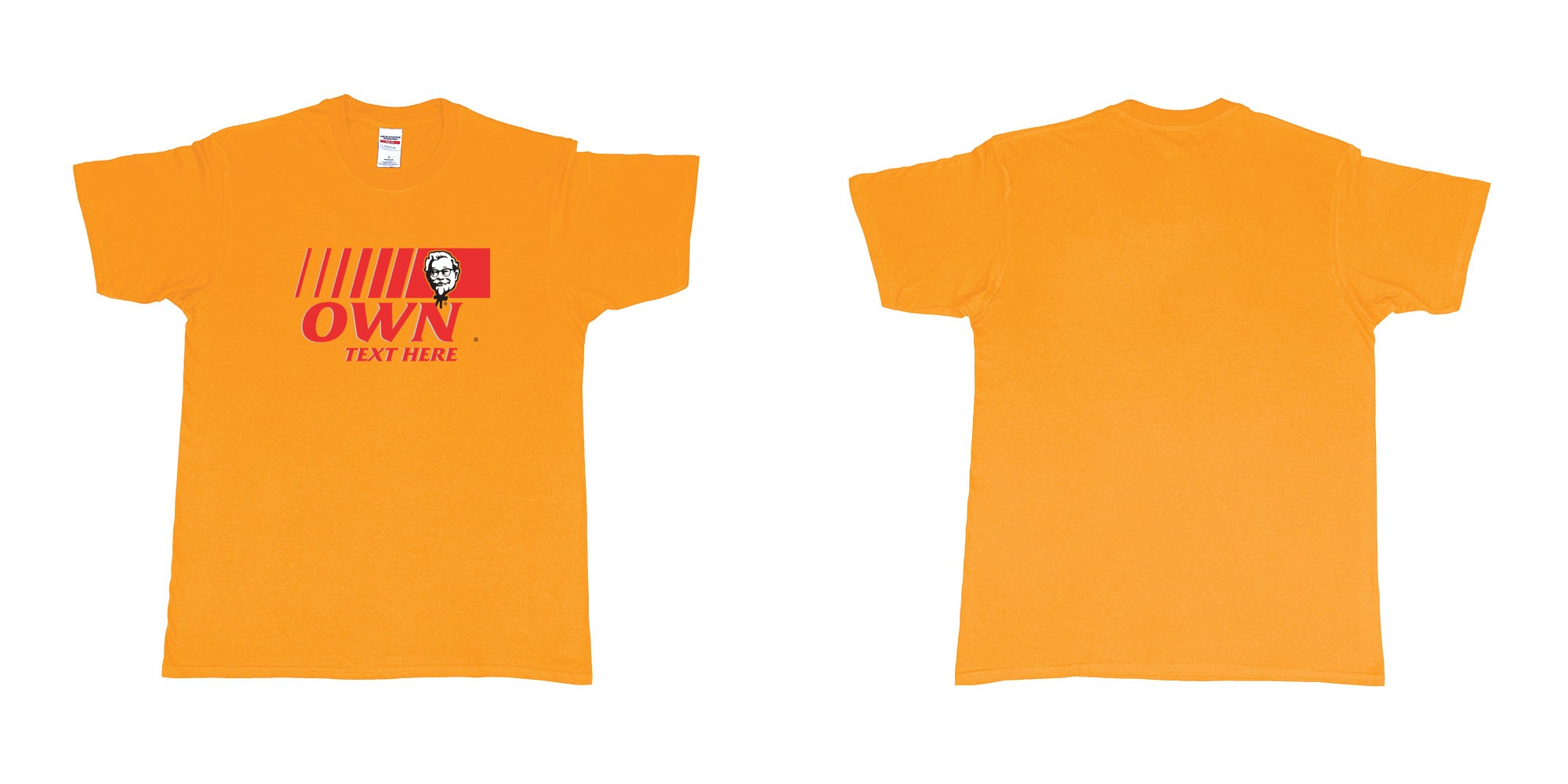 Custom tshirt design KFC in fabric color gold choice your own text made in Bali by The Pirate Way
