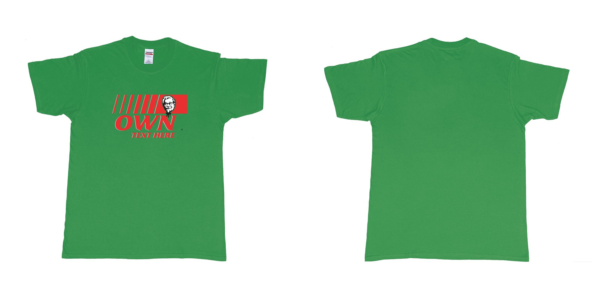 Custom tshirt design KFC in fabric color irish-green choice your own text made in Bali by The Pirate Way