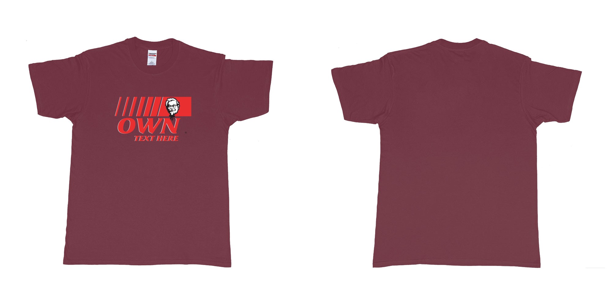 Custom tshirt design KFC in fabric color marron choice your own text made in Bali by The Pirate Way