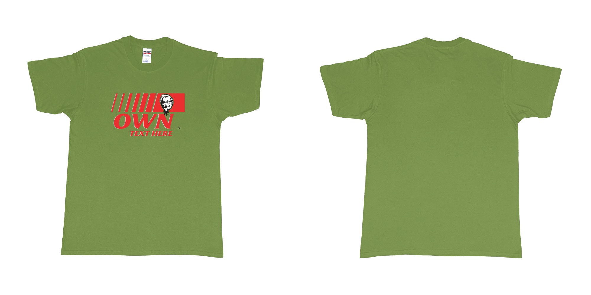 Custom tshirt design KFC in fabric color military-green choice your own text made in Bali by The Pirate Way
