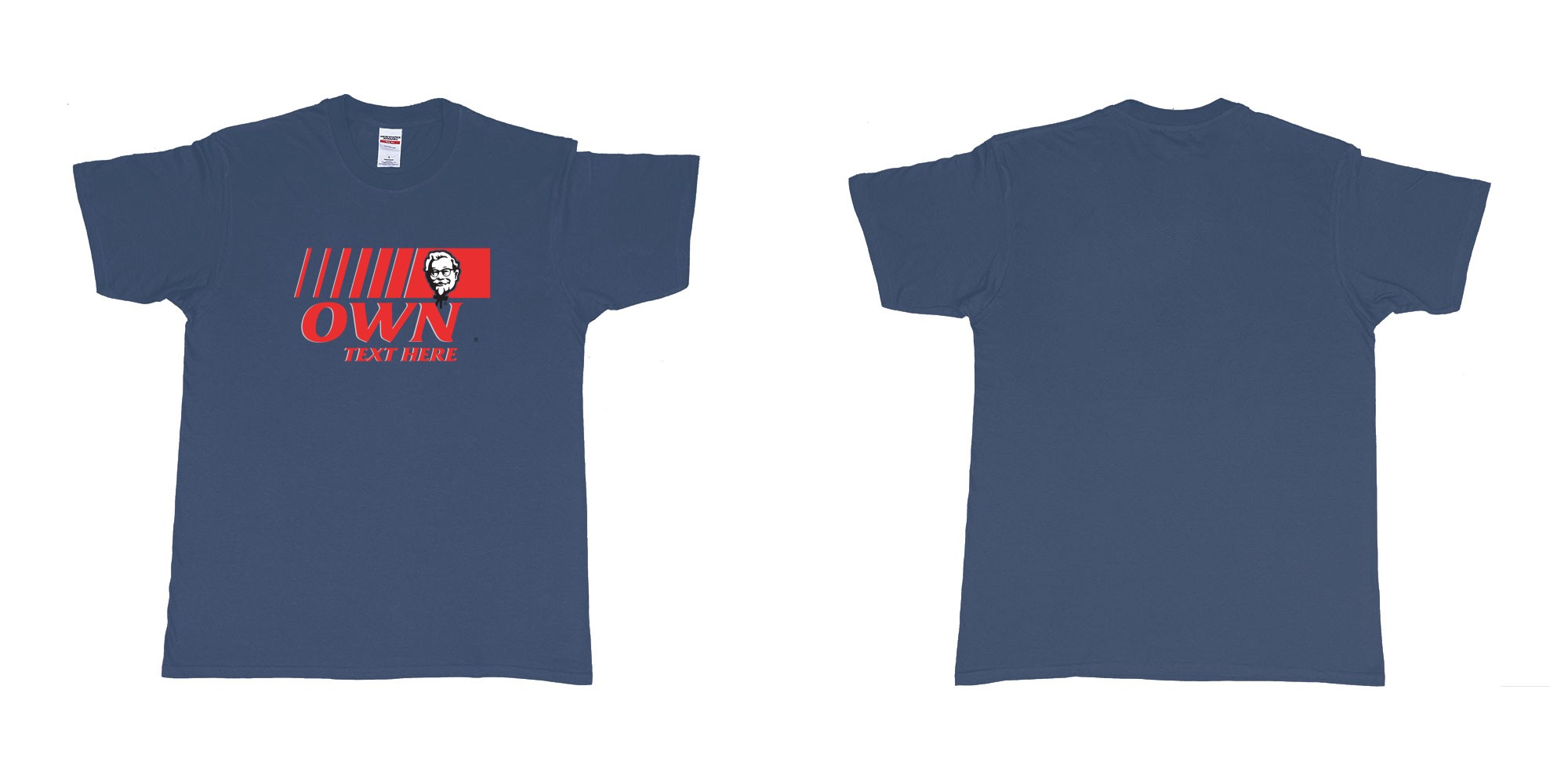 Custom tshirt design KFC in fabric color navy choice your own text made in Bali by The Pirate Way