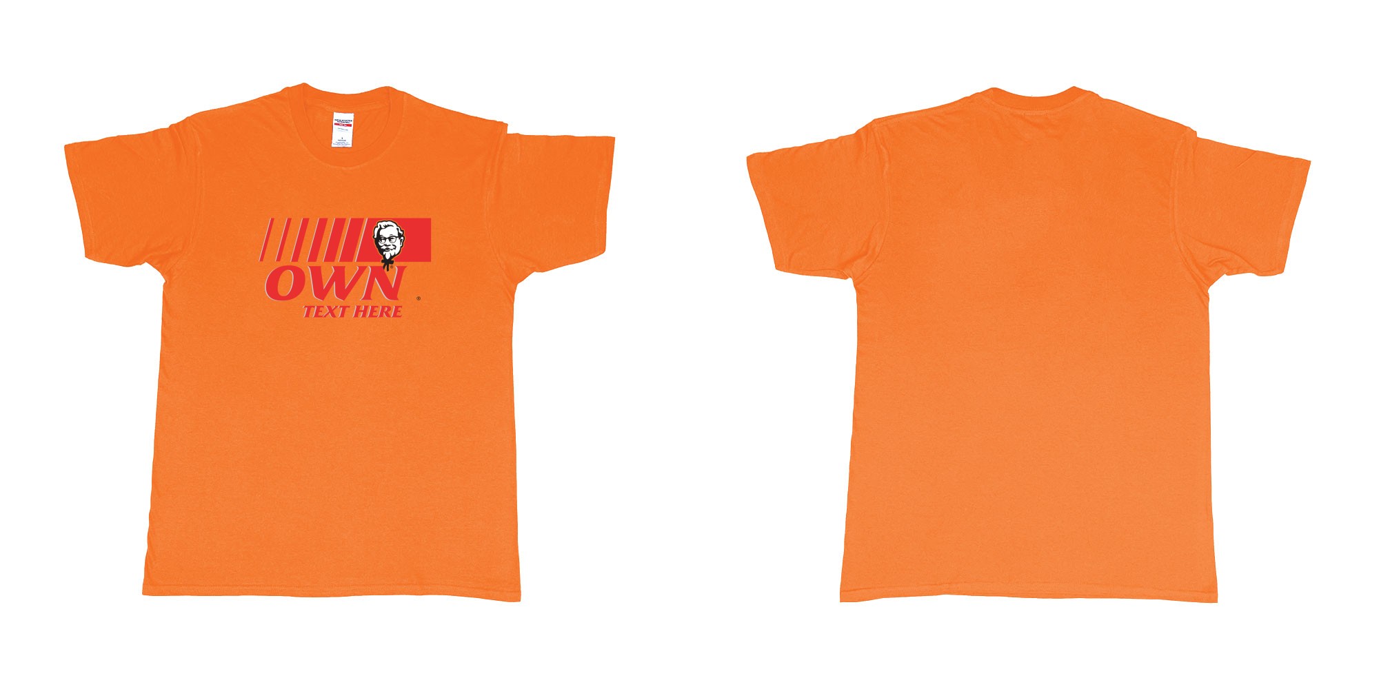 Custom tshirt design KFC in fabric color orange choice your own text made in Bali by The Pirate Way