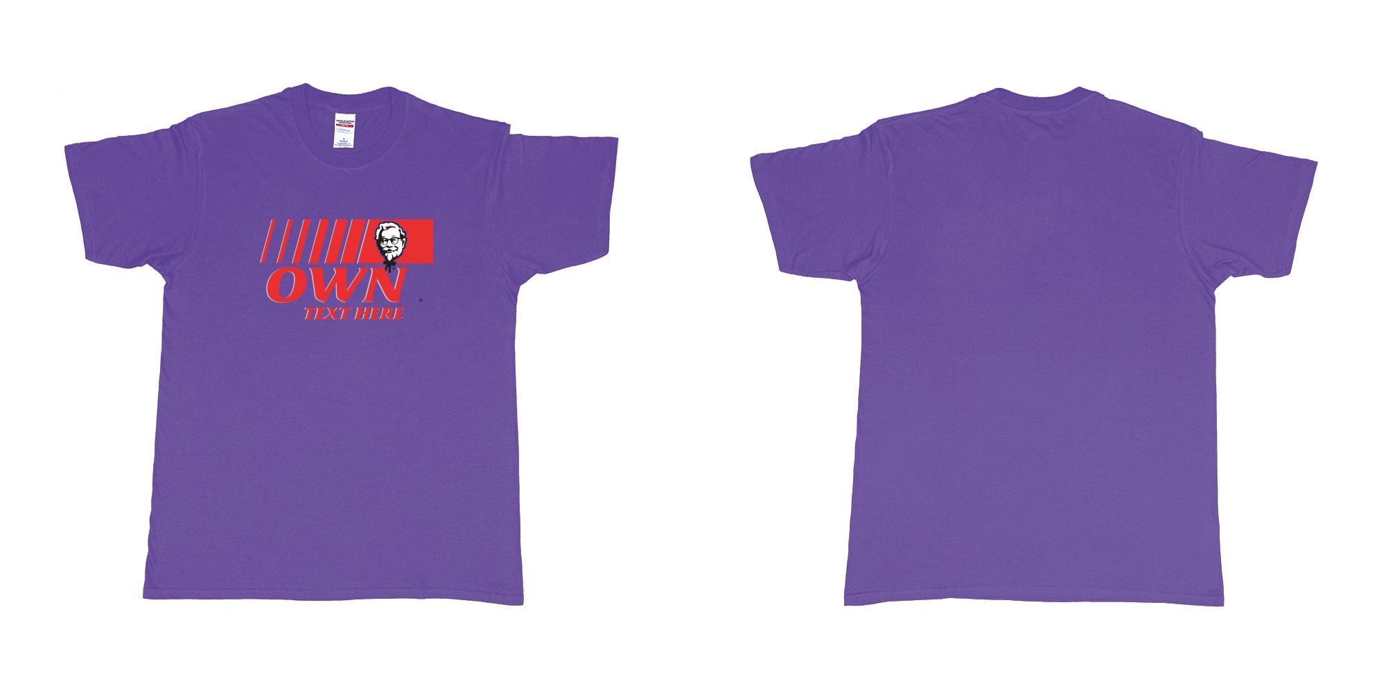 Custom tshirt design KFC in fabric color purple choice your own text made in Bali by The Pirate Way