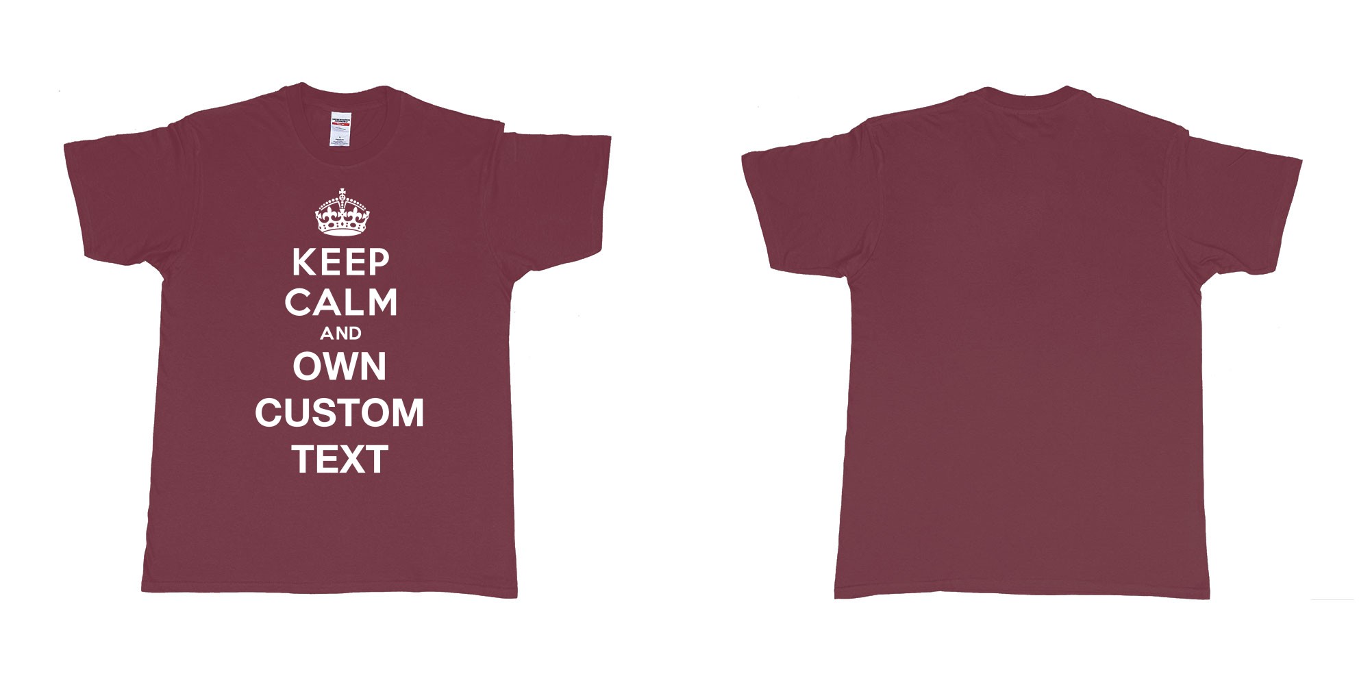 Custom tshirt design Keep Calm And in fabric color marron choice your own text made in Bali by The Pirate Way