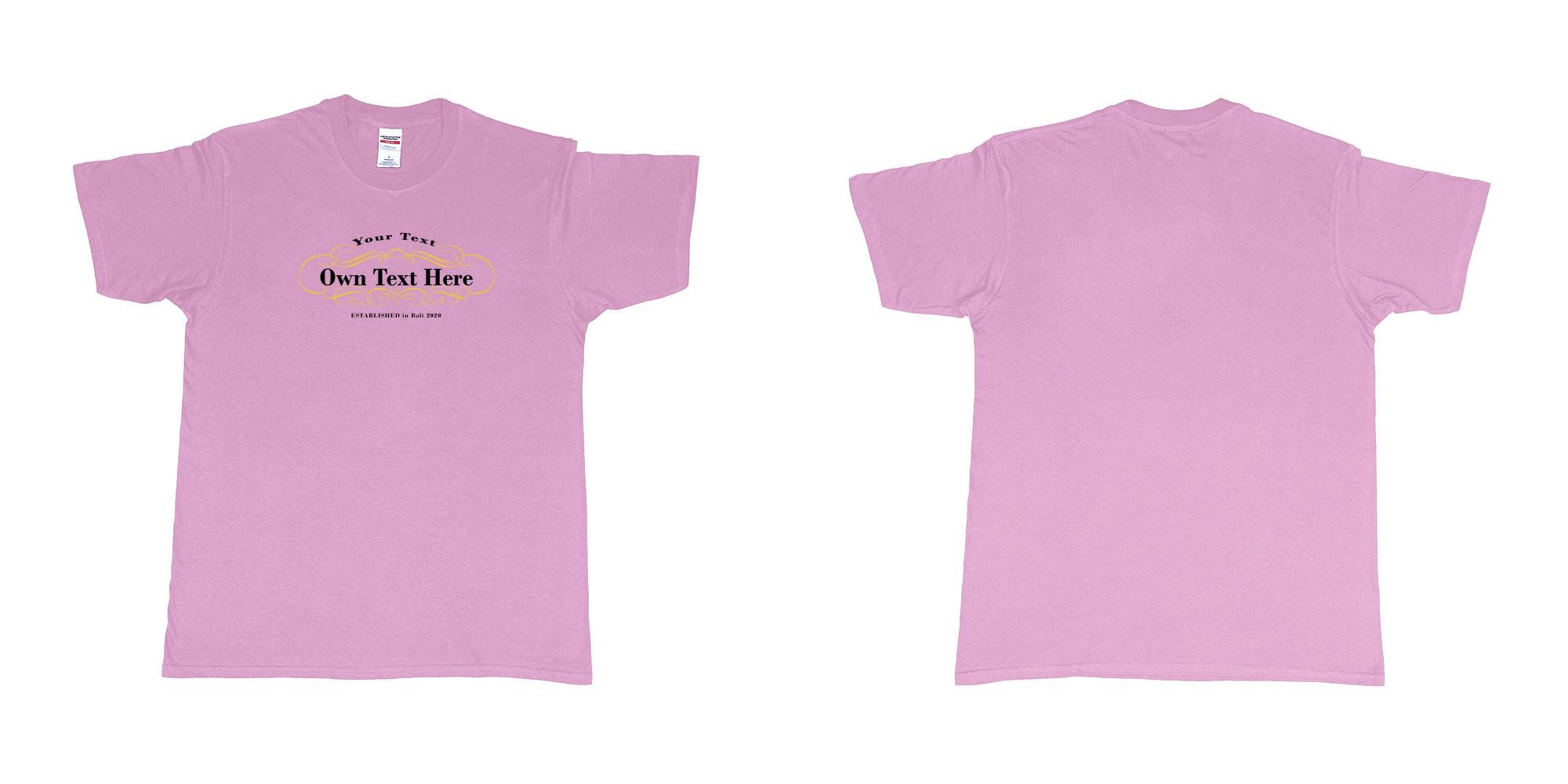 Custom tshirt design Laurent perrier in fabric color light-pink choice your own text made in Bali by The Pirate Way