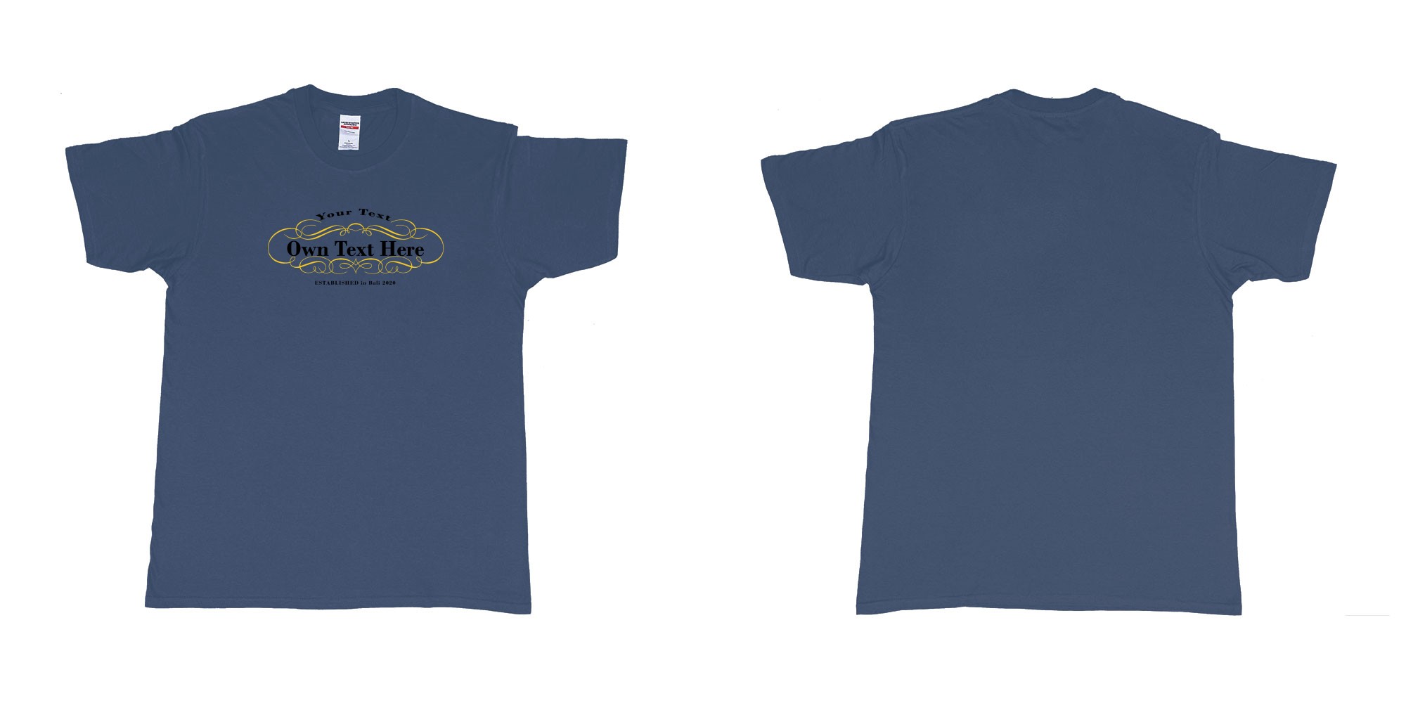 Custom tshirt design Laurent perrier in fabric color navy choice your own text made in Bali by The Pirate Way