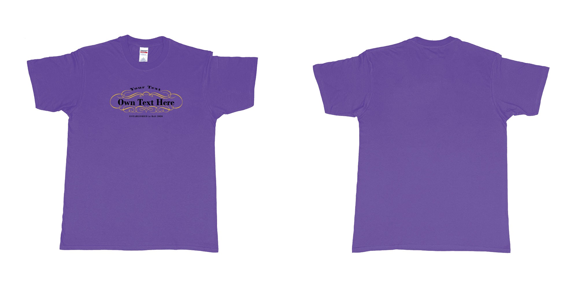 Custom tshirt design Laurent perrier in fabric color purple choice your own text made in Bali by The Pirate Way