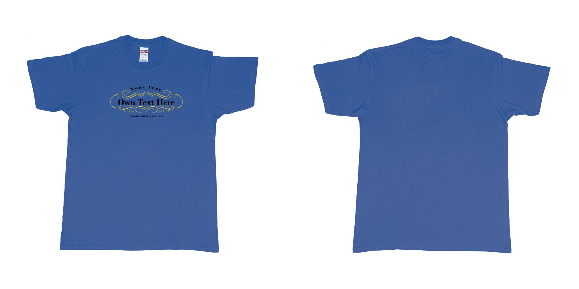 Custom tshirt design Laurent perrier in fabric color royal-blue choice your own text made in Bali by The Pirate Way