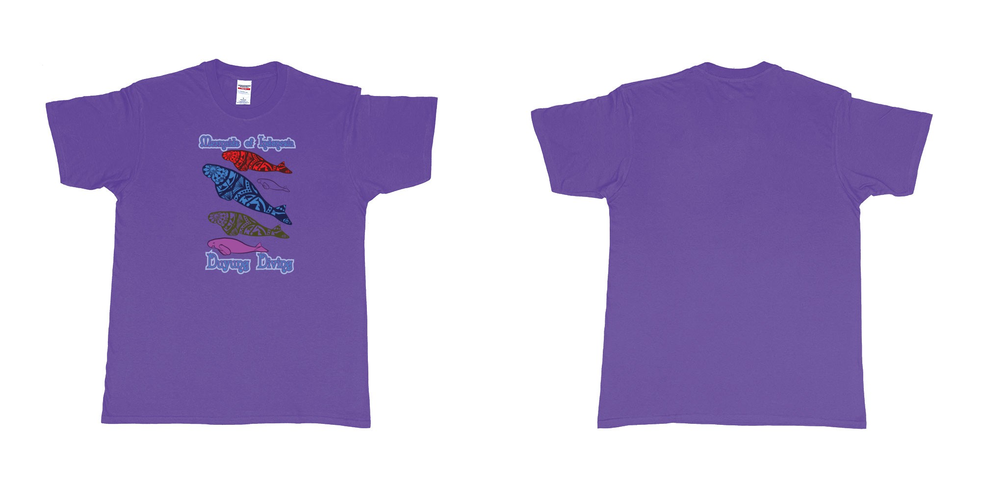 Custom tshirt design Mermaids of Indonesia Duyung Diving in fabric color purple choice your own text made in Bali by The Pirate Way