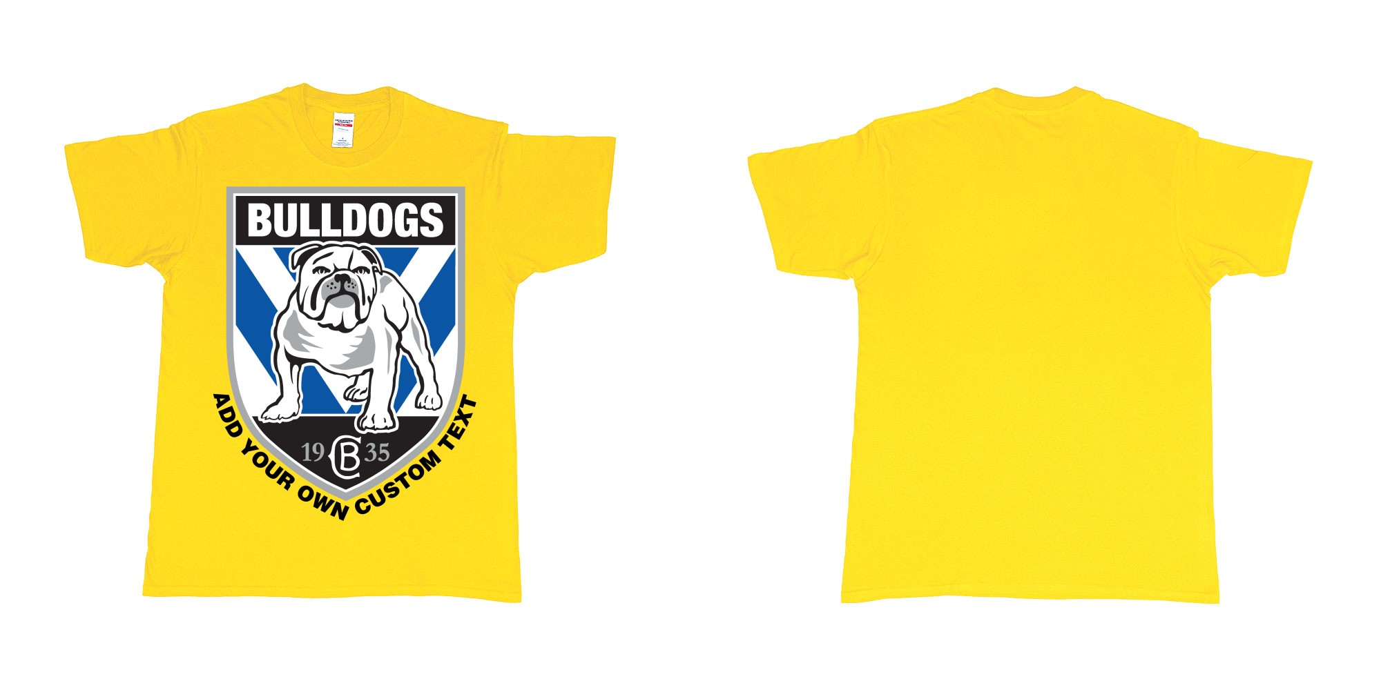 Custom tshirt design NRL canterbury bankstown bulldogs custom logo design print in fabric color daisy choice your own text made in Bali by The Pirate Way