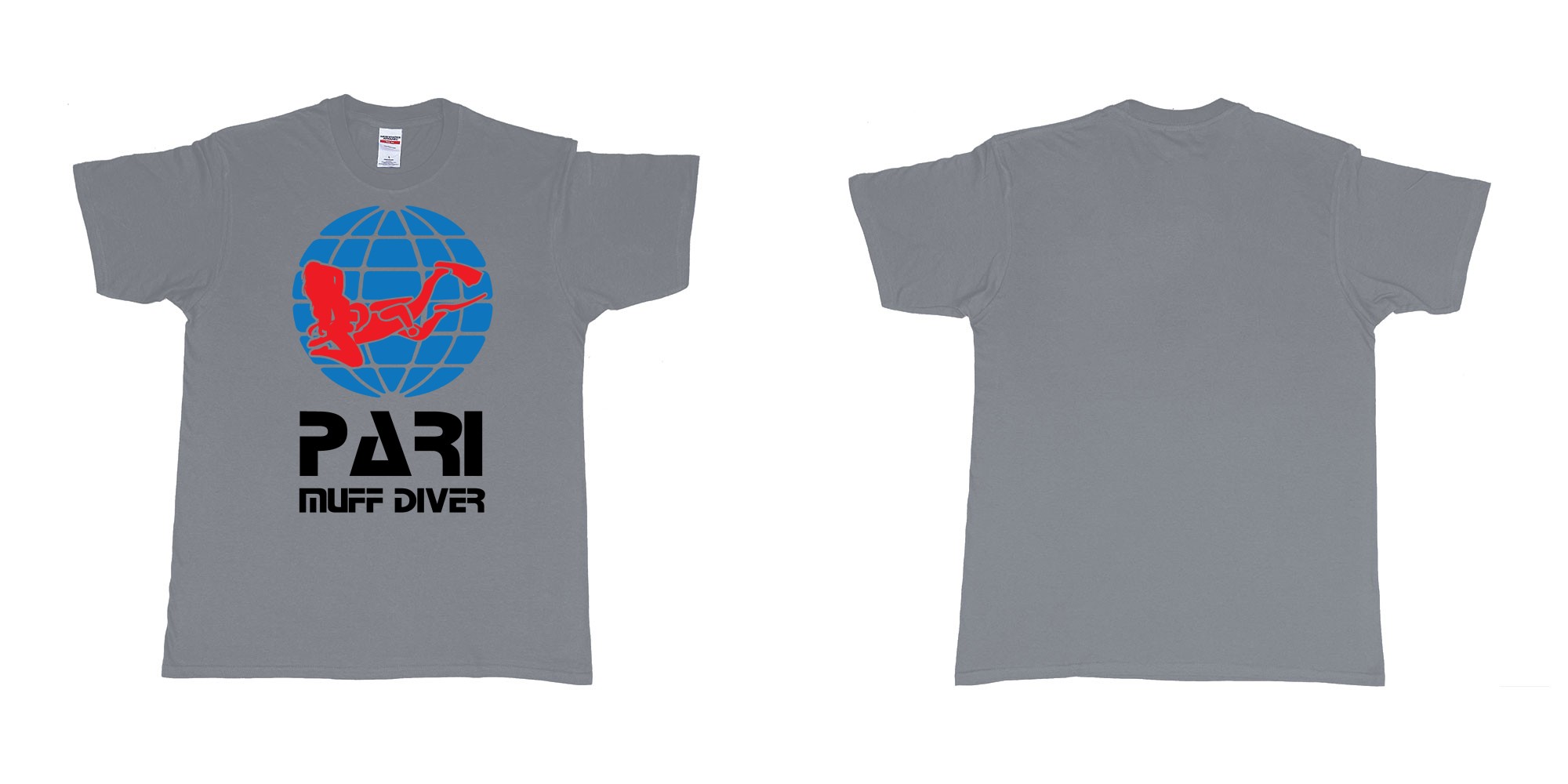 Custom tshirt design PADI muff diver scuba tshirt in fabric color misty choice your own text made in Bali by The Pirate Way