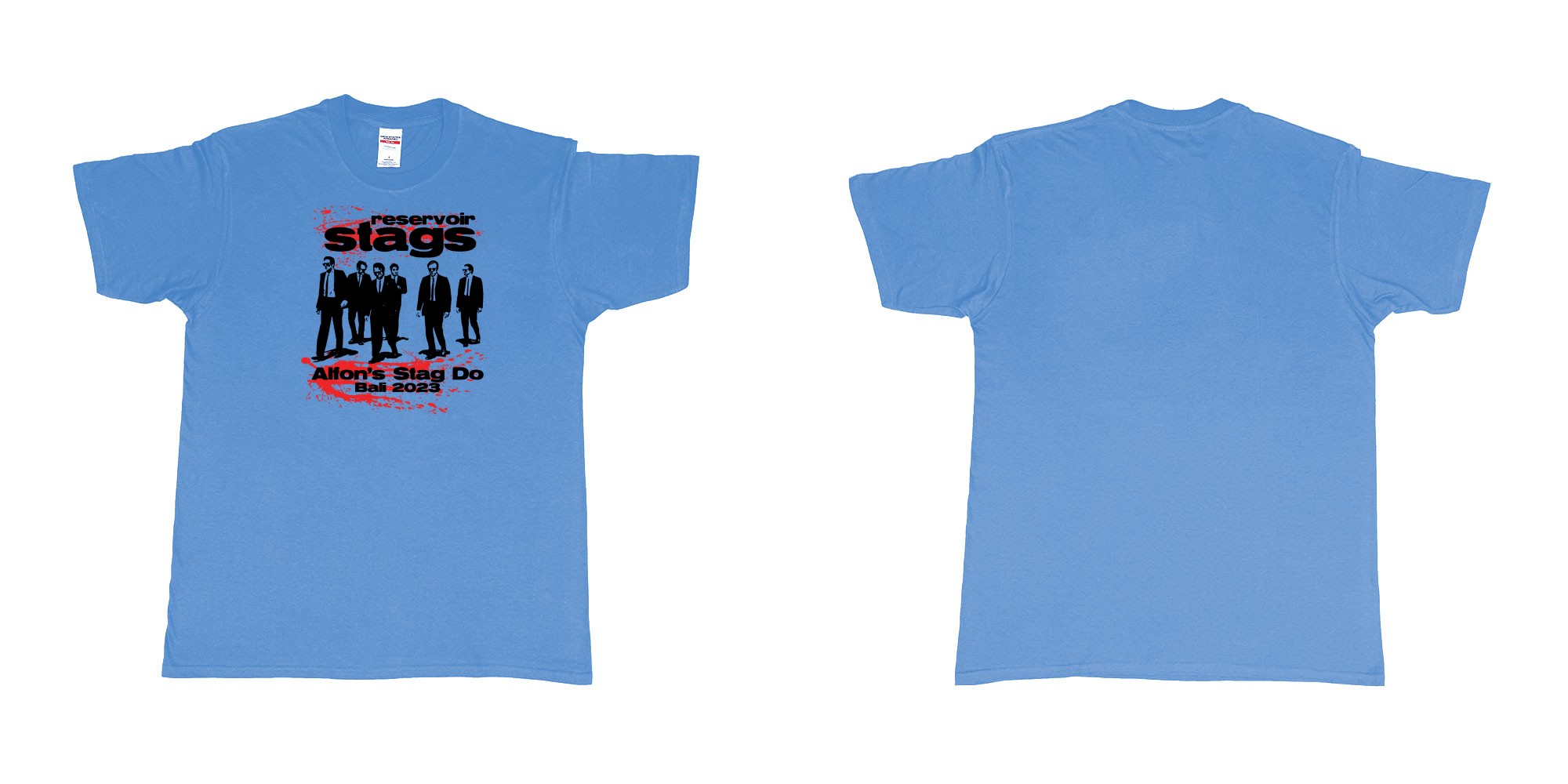 Custom tshirt design Reservoir Dogs Stag in fabric color carolina-blue choice your own text made in Bali by The Pirate Way