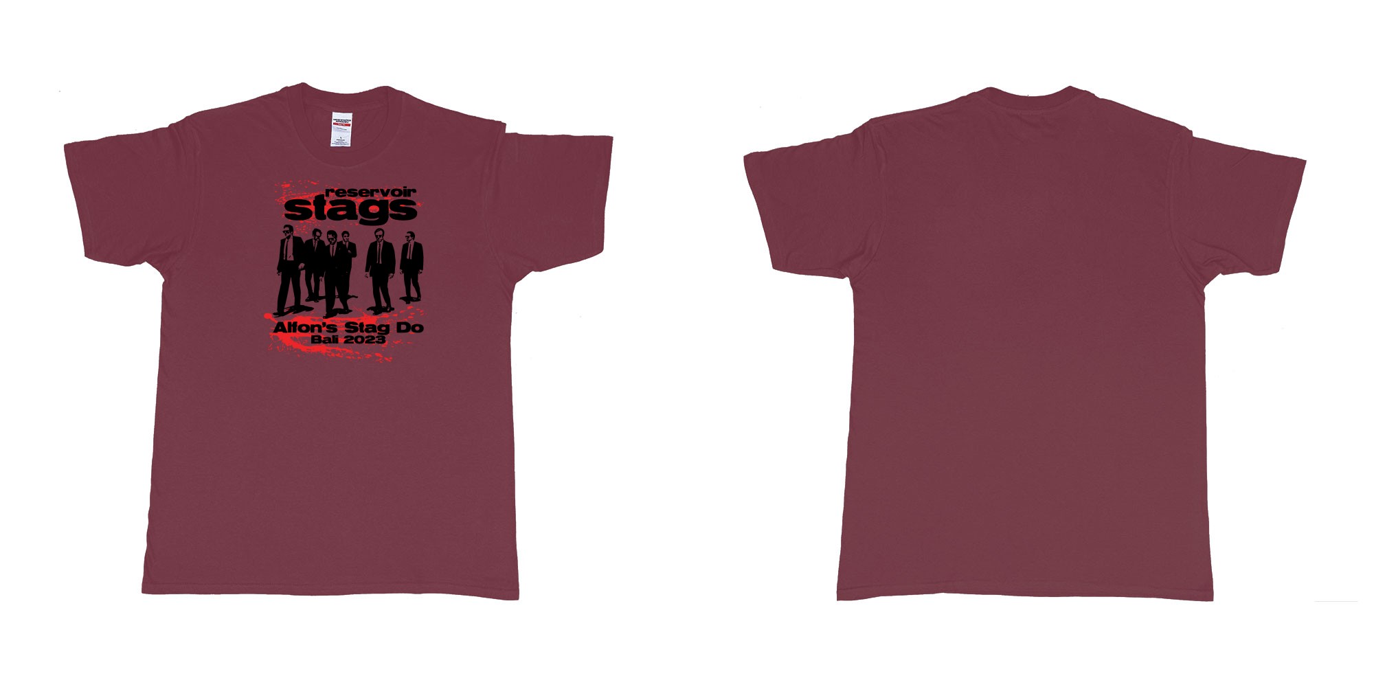 Custom tshirt design Reservoir Dogs Stag in fabric color marron choice your own text made in Bali by The Pirate Way