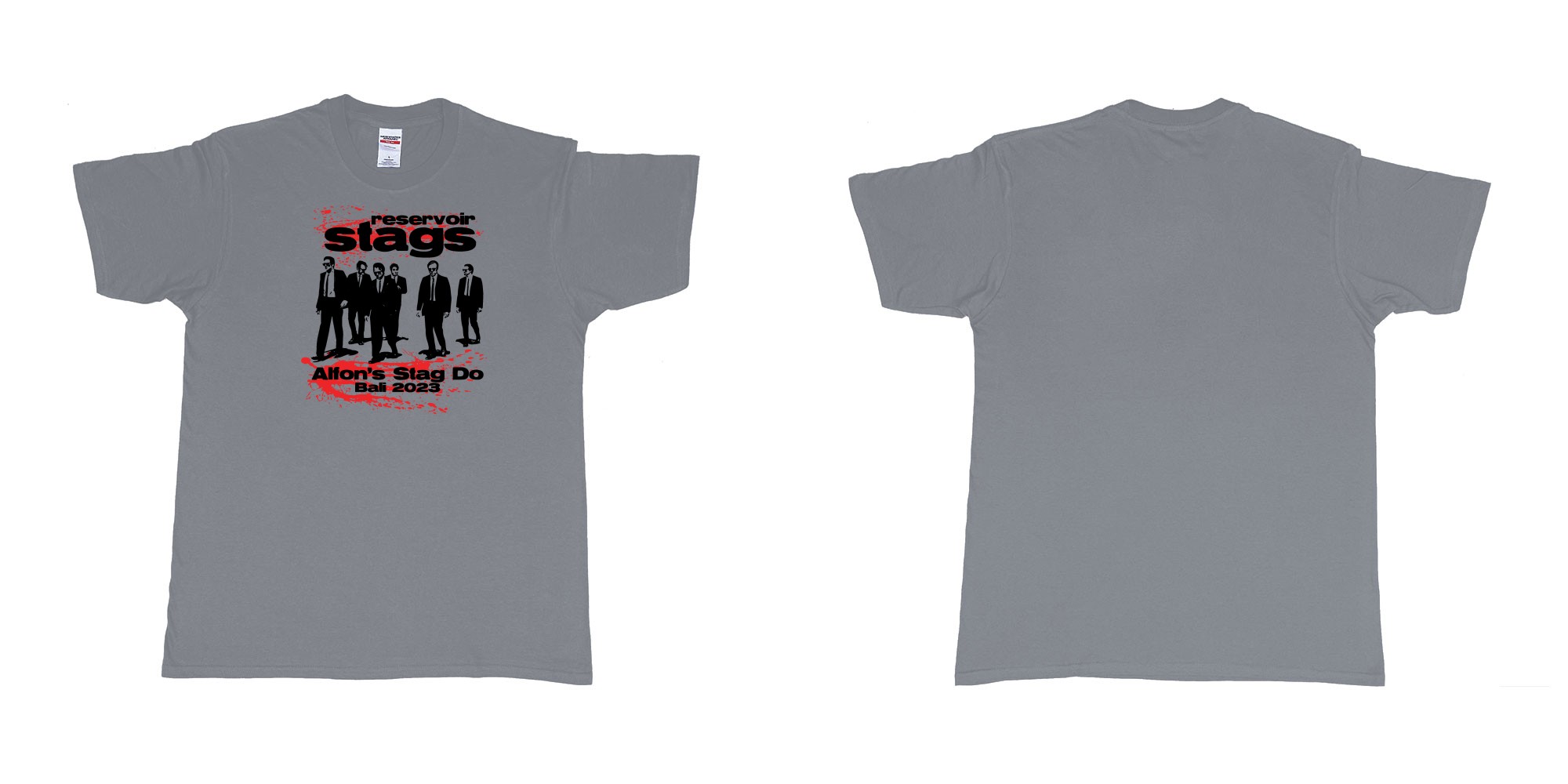 Custom tshirt design Reservoir Dogs Stag in fabric color misty choice your own text made in Bali by The Pirate Way