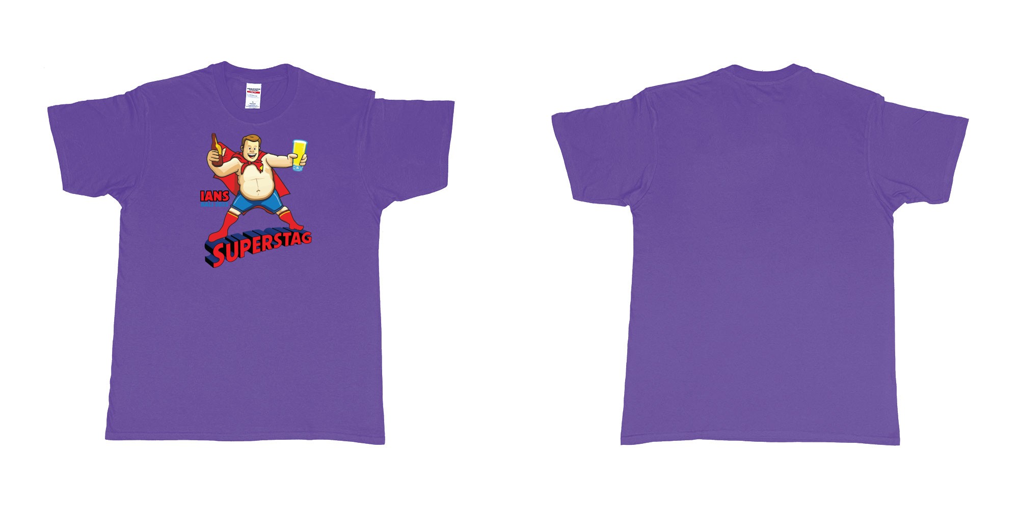 Custom tshirt design Super Man Stag in fabric color purple choice your own text made in Bali by The Pirate Way