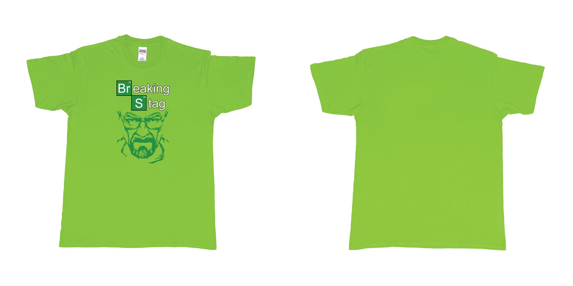 Custom tshirt design TPW Braking Bad Stag in fabric color lime choice your own text made in Bali by The Pirate Way