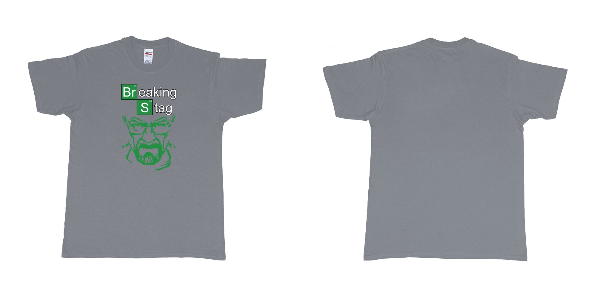 Custom tshirt design TPW Braking Bad Stag in fabric color misty choice your own text made in Bali by The Pirate Way