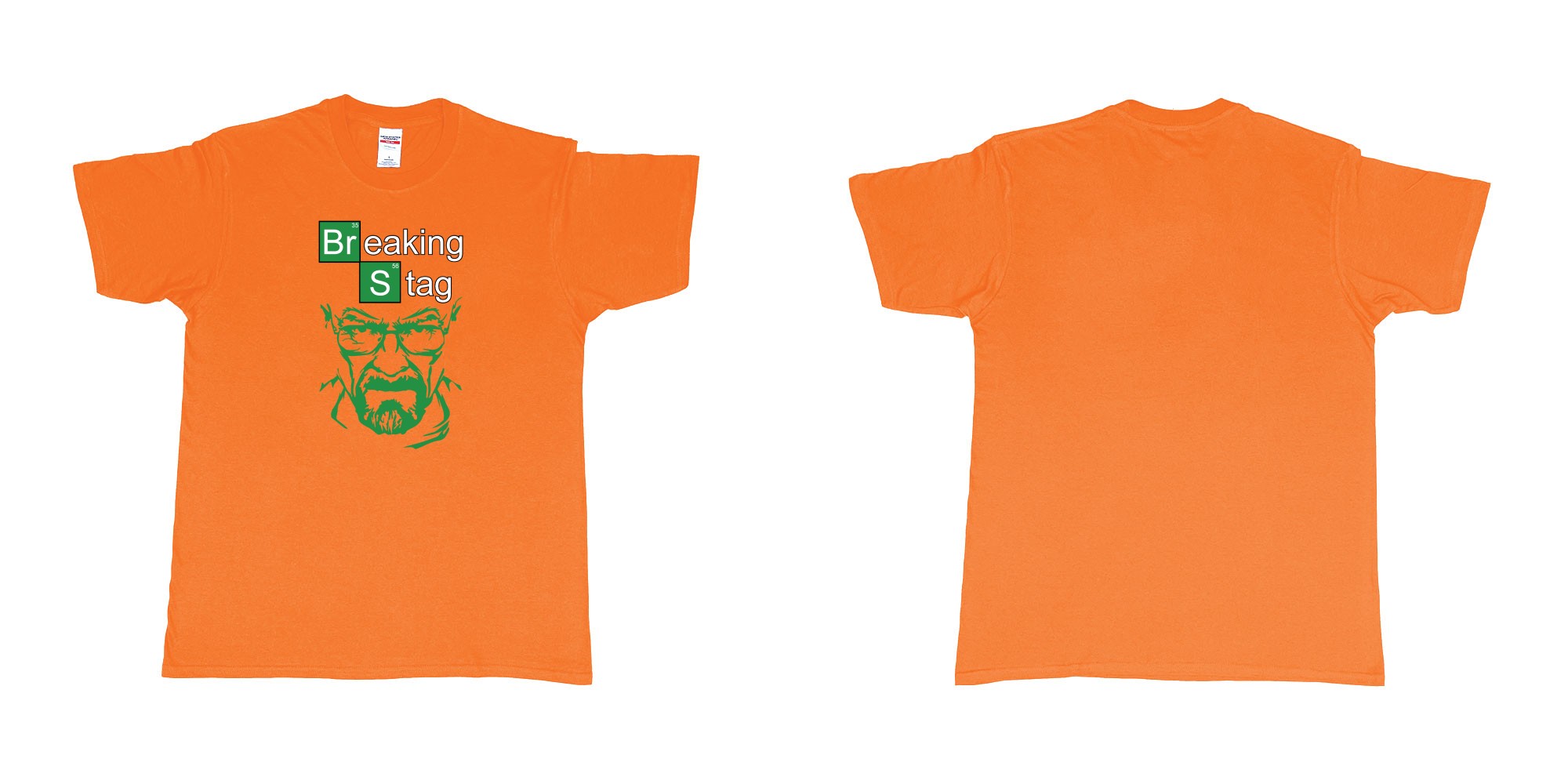 Custom tshirt design TPW Braking Bad Stag in fabric color orange choice your own text made in Bali by The Pirate Way